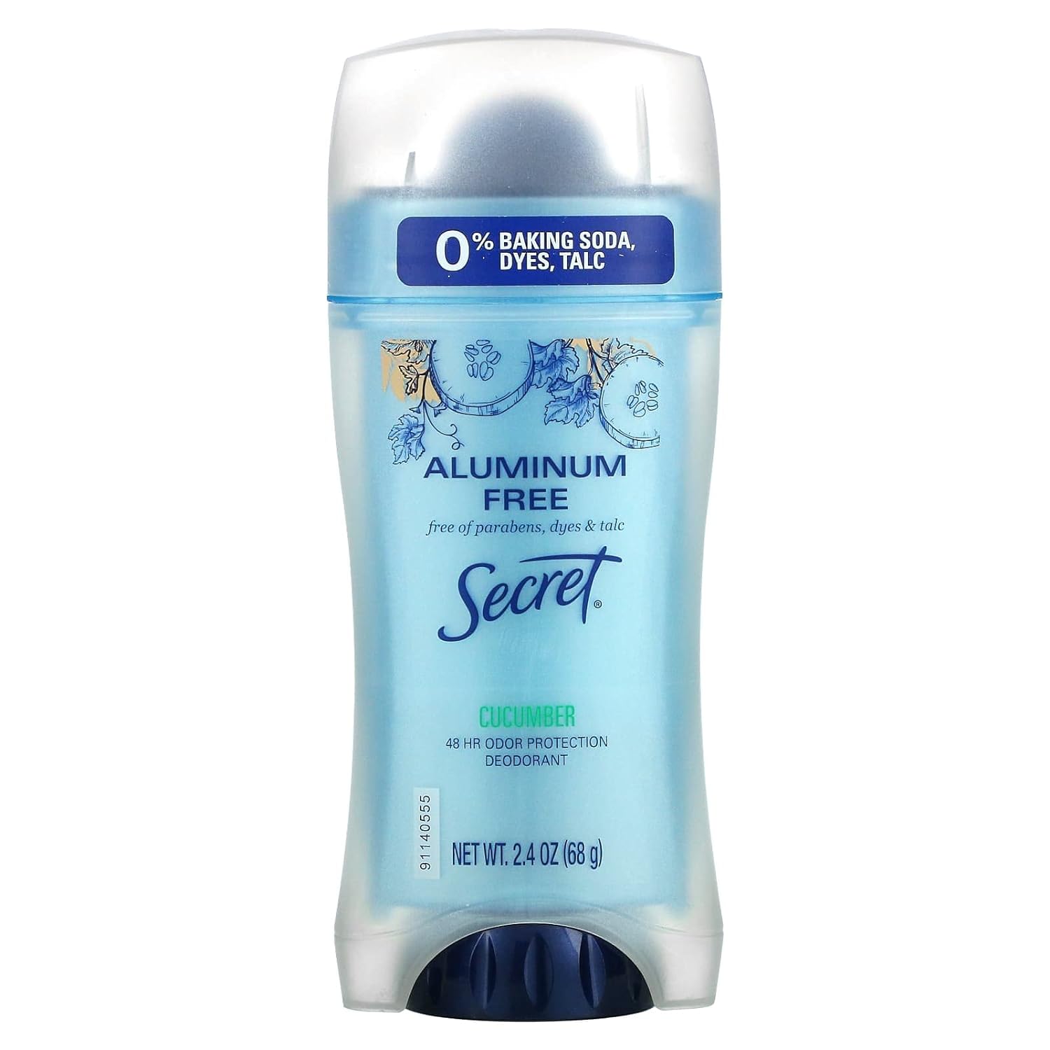 Secret Aluminum Free Deodorant, Cucumber scent, 2.4oz (Pack of 3)