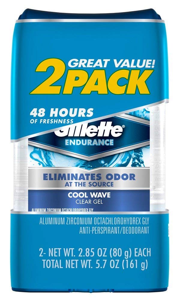 Gillette Deodorant Twin Pack Cool Wave 2.85 Ounce Clear Gel (84ml) (6 Pack)