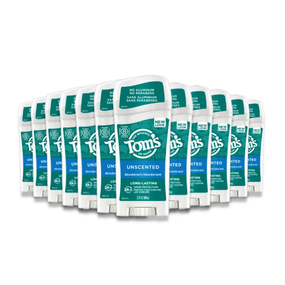 Tom's of Maine Natural Deodorant Unscented -2.25 oz -12 Pack