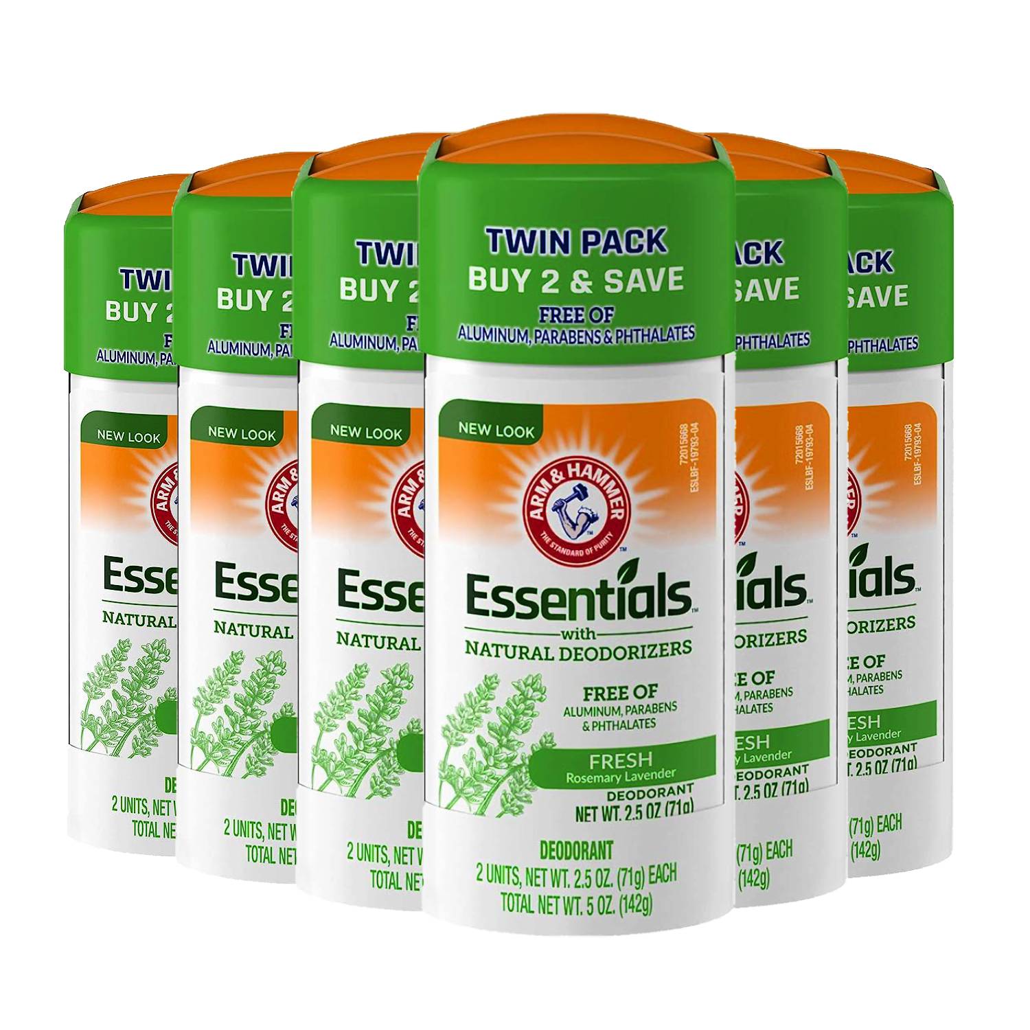 Arm & Hammer Essentials Natural Deodorant Fresh Rosemary Lavender Natural Twin Pack - 2.5 oz  - 6 Pack