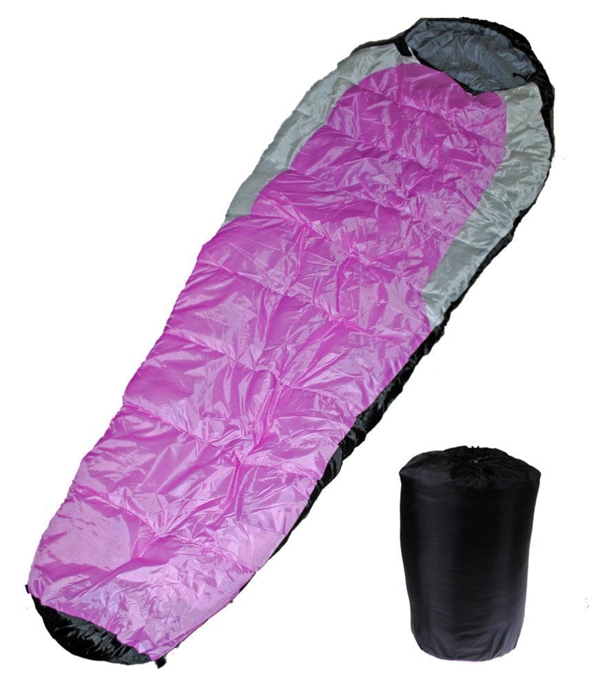 Adult Mummy Type Camping Sleeping Bag with Carrying Case (Black)