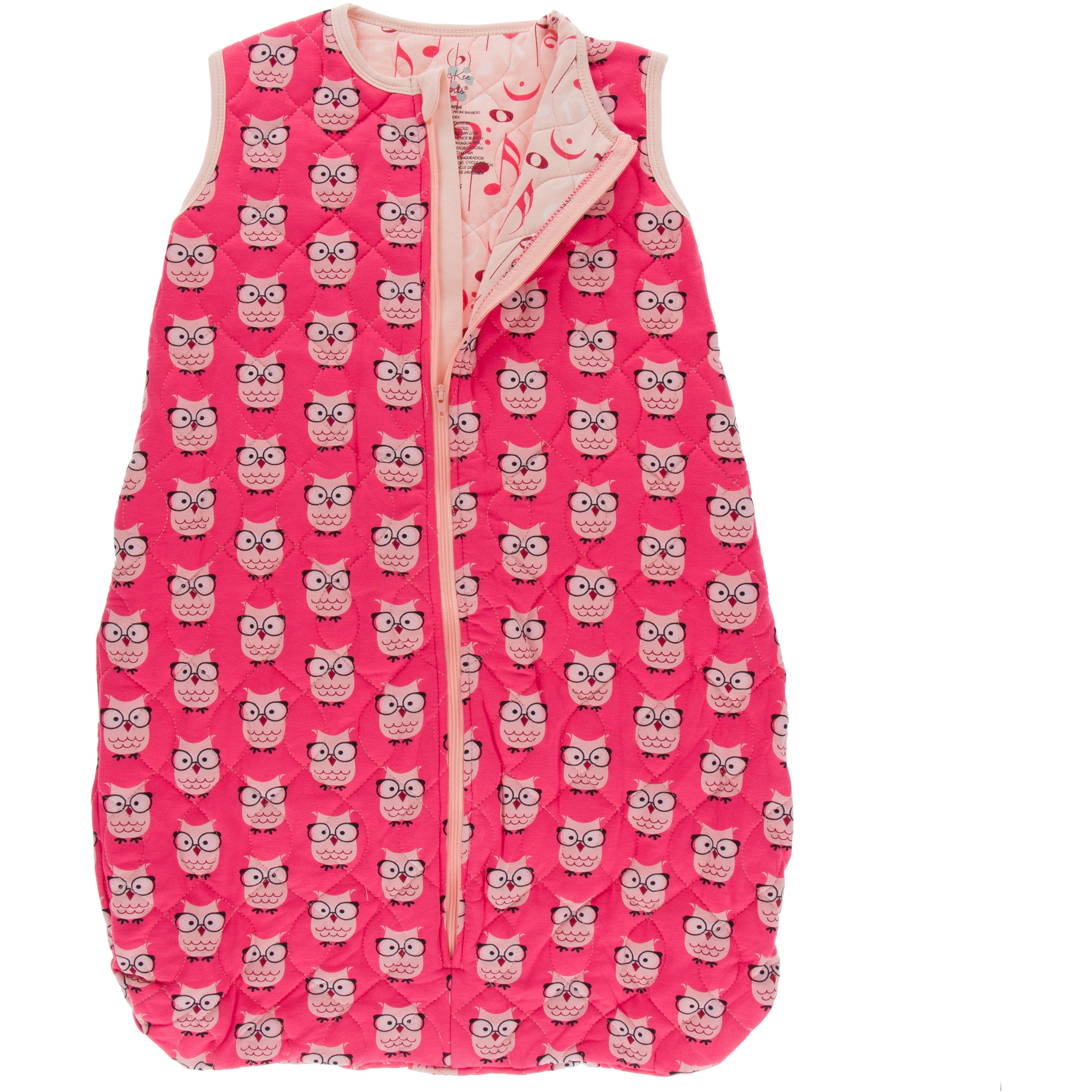 Kickee Pants Quilted Sleeping Bag Taffy Wise Owls/Peach Music Class