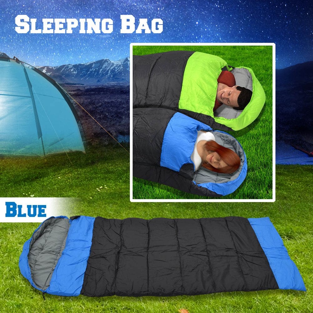 Sunrise Hooded Sleeping Bag Outdoor Camping or Indoor Sleep with Carry Bag(Green)